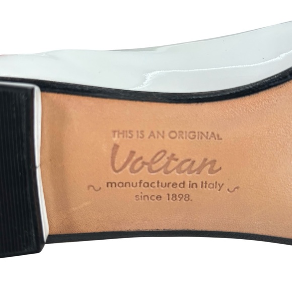 Voltan Patent Leather Bow Flats Black White Sz. 10.5/41 - Picture 7 of 9